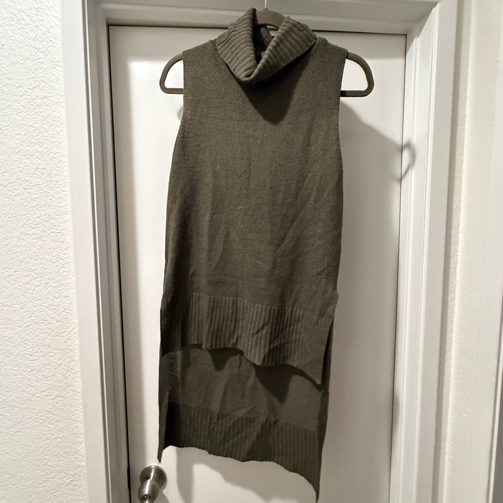 Sleeveless Olive Green Turtleneck Sweater